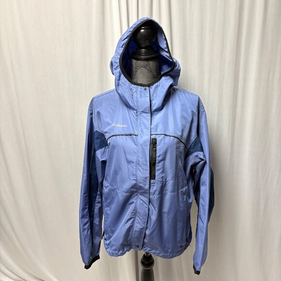 Columbia Hooded Windbreaker Womens Size XL Blue Jacket Lightweight Outdoor Wear - Picture 4 of 12